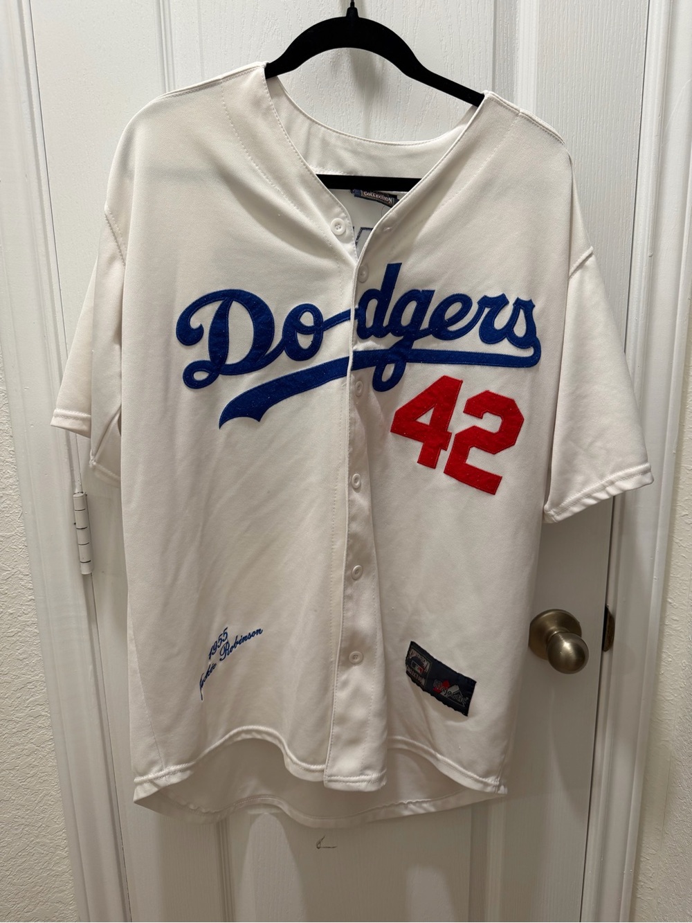 Los Angeles Dodgers #42 Robinson Jersey - White with Blue & Red Script